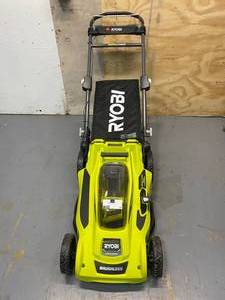 lot 32 image: RYOBI 20 in. 40-Volt Brushless Lithium-Ion Cordless Battery Walk Behind Push Lawn Mower 6.0 Ah BatteryCharger Included