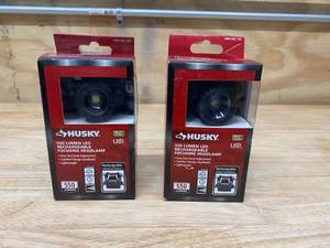 lot 38 image: HUSKY Lot of Two-  550 Lumen LED Rechargeable Focusing Headlamp