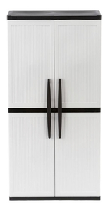 lot 46 image: HDX Lot of Two- 35 in. W 4 Shelf Plastic Multi-Purpose Cabinets in Gray