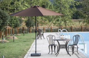 lot 85 image: PATIO FESTIVAL 9 ft. Powder-Coated Steel Crank Patio Market Umbrella in Brown