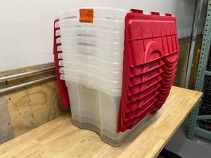 lot 95 image: STERLITE Lot of Nine- 48 qt Plastic Totes with lids