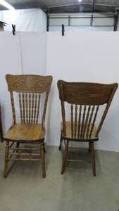 lot 84 image: Antique Oak Carved Back Chairs