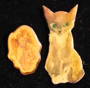 Enamel Finish Cat & Angel Pins