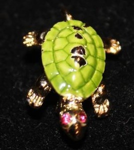 2 Turtle Brooches wGlass Eyes