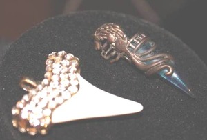 Enamel Shark Tooth & Crystal Wolf Tooth Pendants