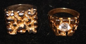 2 Mens Gold Nugget Rings