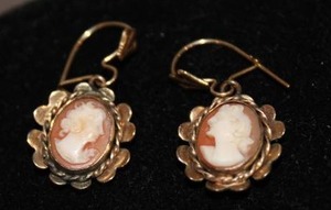 Carved Conch Shell Cameo Earrings