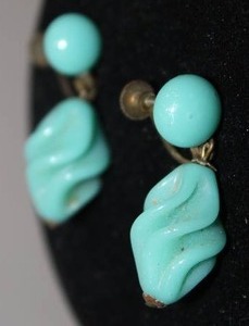 Art Deco Aqua Blue Drop Earrings