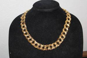 Monet Art Deco Goldtone Double-Link Necklace
