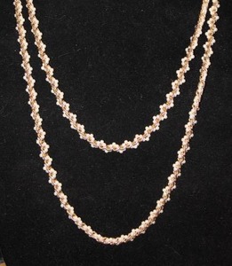 Long Flapper Style Seed Pearl & Gold Necklace