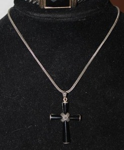 Sterling & Black Onyx Necklace & Hinged Bracelets