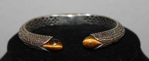 Sterling Hinged Cuff Bracelet wTiger Eyes