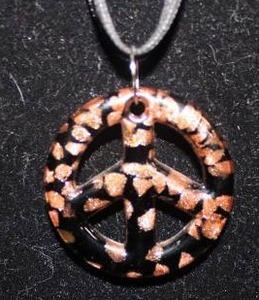 Casual Acrylic Peace Pendant on Sheer Ribbon and Cord
