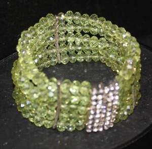 Multi-Strand Green Amber Stretch Bracelet