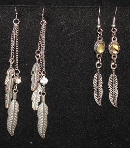 Southwestern Style Silver-Tone Feather Earrings