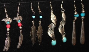 Southwestern Silver-Tone & Turquoise Dangle Earrings