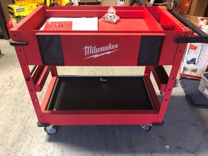 MILWAUKEE 40 in. 2-Drawer Steel Work Cart CUSTOMER RETURN SEE PICS