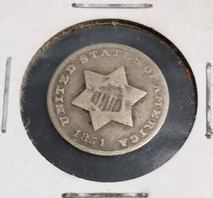 1851-O US THREE CENT SILVER TRIME