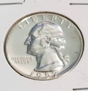 1957 PROOF WASHINGTON SILVER QUARTER