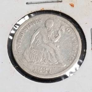 1884-S SEATED LIBERTY SILVER DIME FINE