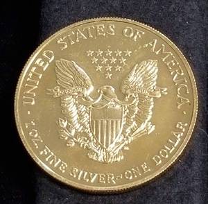 2004  AMERICAN SILVER EAGLE 1 TROY OZ. .999 FINE SILVER GOLD PLATED