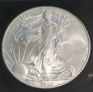 2008 AMERICAN SILVER EAGLE 1 TROY OZ. .999 FINE SILVER BLACK SLAB