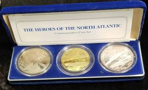 HEROES OF THE ATLANTIC 3 COIN SET 1oz .999 FINE SILVER