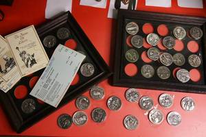 lot 86 image: 60 count 1oz &nbspsterling silver coins Worth over $1500.   Great American Triumphs commemorative coins with provenance, proof of purchase, etc.