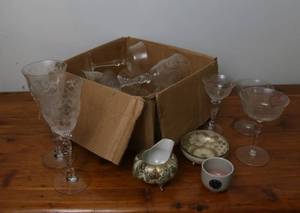 lot 14 image: 18 piece lot of  vintage stemware, other glassware