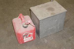 lot 75 image: Gas Can and Metal Storage Box
