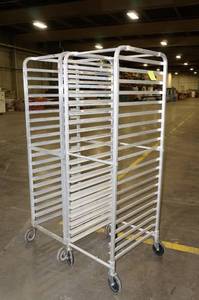 lot 65 image: 2 Rolling Tray Racks