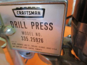 lot 27 image: Craftsman Table Top Drill Press