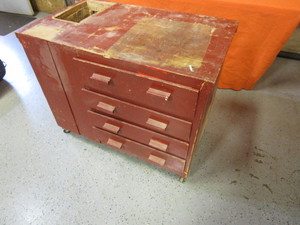 lot 28 image: Shop Storage Box on Wheels 23x38x30 (was used as table for lot #19)