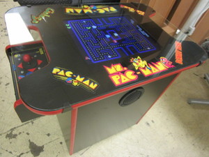 PAC-MAN ARCADE GAME TABLE, WITH 60 OTHER CLASSIC 80s GAMES, GALAGA, CENTIPEDE. DONKEY KONG, MORE