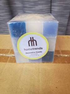 lot 65 image: Case of 24 checkered 3 blue candles.