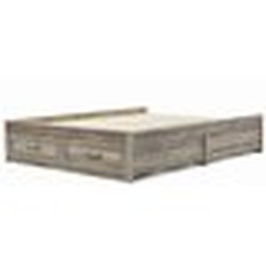 lot 14 image: Better Homes & Gardens Modern Farmhouse Queen Platform Bed with Storage, Rustic Gray Finish