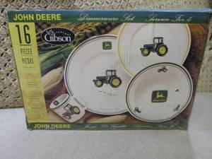 lot 57 image: John Deere 16pc Gibson Dinnerware S...