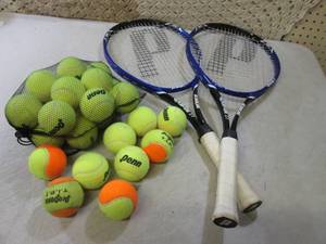 lot 64 image: 2 Prince Tennis Rackets with Severa...