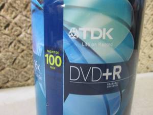 lot 99 image: 100 TDK DVDR Discs New Unopened  E...
