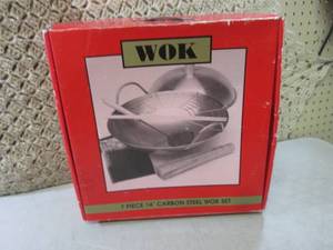 lot 141 image: 7pc 14 Carbon Steel Wok Set  F-1...