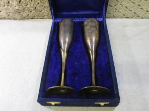 lot 153 image: Pair of Silver Goblets with BrassB...