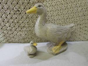 lot 173 image: Concrete Duck and Duckling Figures ...