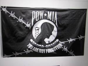 lot 252 image: 3 ft x 5 ft POW MIA Barb Wire Flag ...