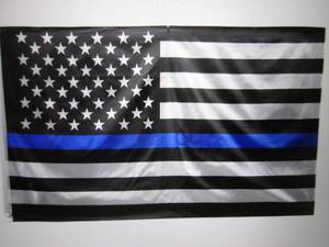 lot 253 image: 3 ft x 5 ft Blue Line American Flag...