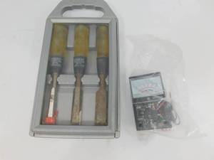 lot 86 image: Dc & Ac Voltmeter Ohmmeter, Battery Tester MC-1015B  Stanley 3pc Chisel Set Contractor