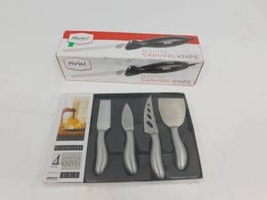 lot 115 image: 4 New Stainless Steel Cheese Knives  Parini Electric Carving Knife