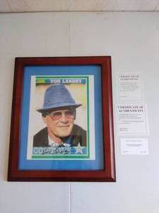 Framed Signed Tom Landry Portrait