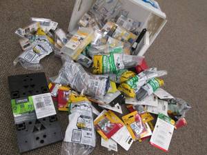 lot 29 image: Plastic Tote of Hardware & Misc. It...