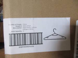 lot 100 image: Plastic Hangers