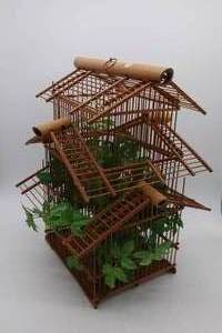 Intricate oriental wooden birdcage